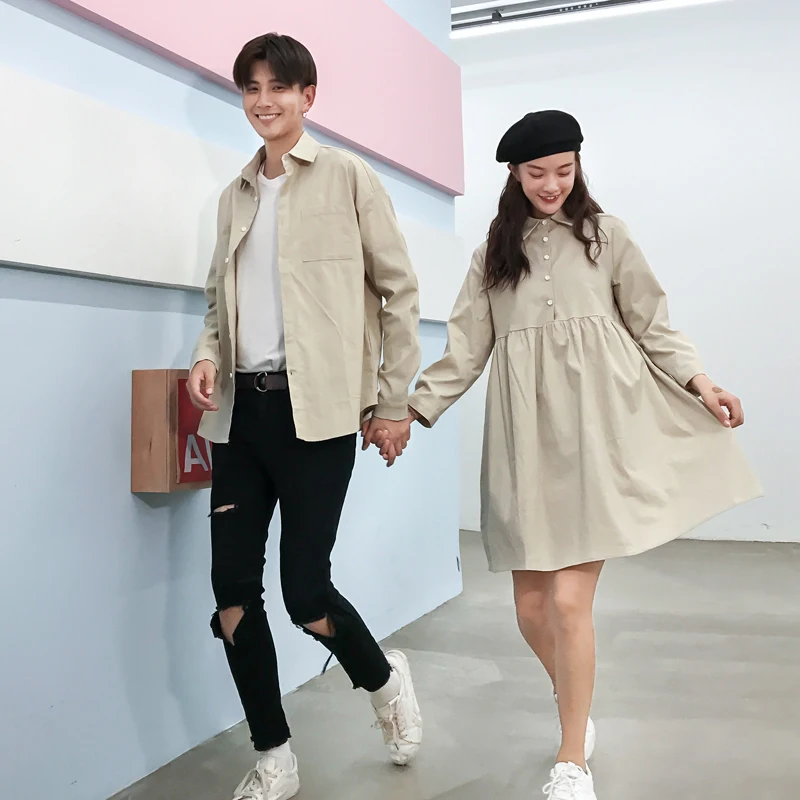 Одежда для влюбленных 2020 новая Южнокорейская версия мужское платье-рубашка