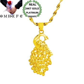 

OMHXFC Wholesale European Fashion Woman Girl Party Birthday Wedding Mother Gift Vintage Peacock 24KT Gold Pendant Charm PN282