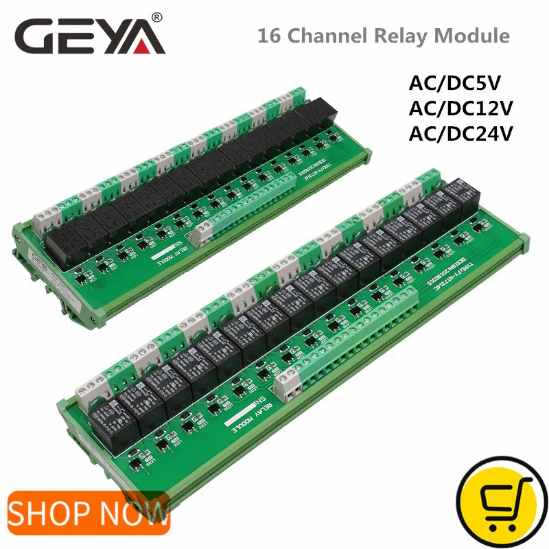 16 групп 1SPDT 1NC1NO релейный модуль GEYA для релейного модуля AC DC 12В 24В PLC реле 5В 16CH