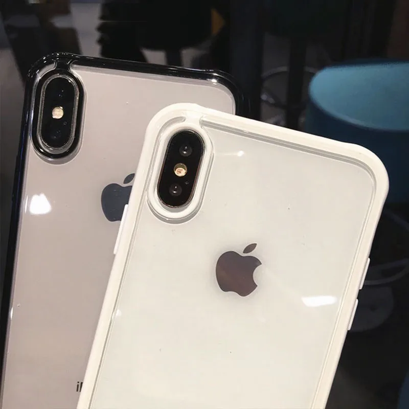 Прочный прозрачный мягкий ТПУ границы крышка флип чехол для телефона iPhone 6/6s/8/11