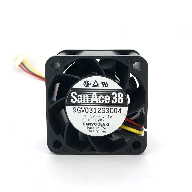 SANYO 9GV0312G3D04 DC12V 0.40A 38*38*28 мм 3,8 см сигнальный Вентилятор охлаждения