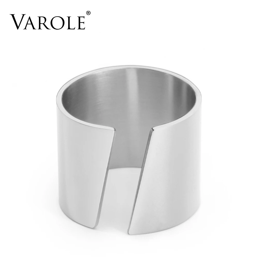 Silver Color VAROLE панк простое кольцо золотого цвета из нержавеющей стали минималистичные геометрические кольца для женщин модные ювелирные изделия - Цвет основного камня: Silver Color