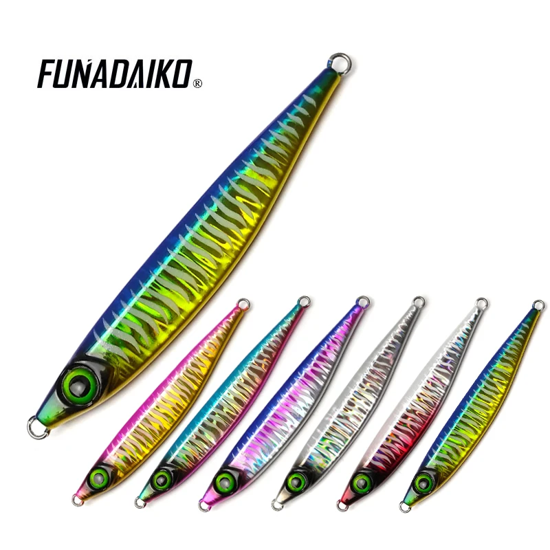 

FUNADAIKO 5pcs/lot lead jig jigging lure isca Artificial Metal Jig Lures Fishing Lure slow jig kabura 40g jig 60g 80g 100g