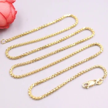 شراءحقيقي 18K الذهب الأصفر النساء قلادة مربع سلسلة صندوق 17.7 بوصة 1.8mmW 3.8-4.2g/مشبك قفل مضمونة الذهب الخالص 18K