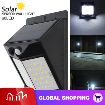 

Waterproof 60 LED Solar Lamp Light-controlled Human Body Motion Sensor LED Security Wall Light for Outdoor Courtyard Garden Yard