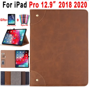 

Retro Leather Smart Case for iPad Pro 12.9 Case Cover for Apple iPad Pro 12.9 2018 2020 Case Auto Awake Smart Sleep Coque Funda