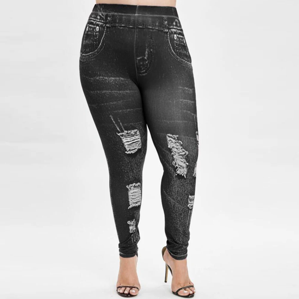 Женские джинсы большого размера, рваные джинсы для женщин, модные женские узкие джинсы с высокой талией размера плюс, Женские джинсы-карандаш D40