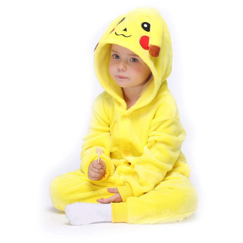 Pika Pokemon/Детский комбинезон; Пижамный костюм кигурумис; комбинезон для девочек и мальчиков; детская одежда для сна; фланелевые карнавальные вечерние комбинезоны; Детский комбинезон; один предмет - Цвет: pika