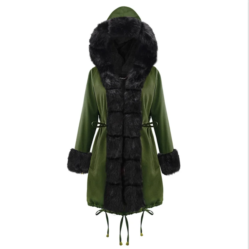 Army Green-Black Зимнее пальто для беременных женщин; куртка с меховым воротником и капюшоном; Одежда для беременных; Верхняя одежда; парки; Одежда для беременных; зимний комбинезон - Цвет: Army Green-Black