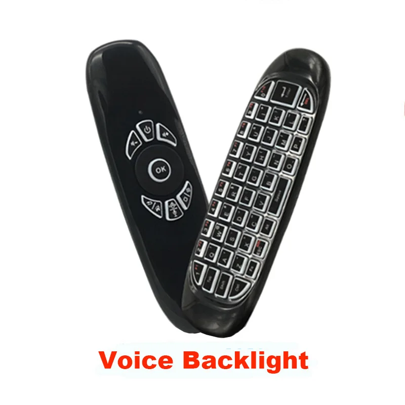 voice backlight Русский Английский C120 Fly Air mouse 2,4G мини беспроводная клавиатура Пульт дистанционного управления с перезарядкой для ПК Android tv Box пульт дистанционного управления - Цвет: voice backlight