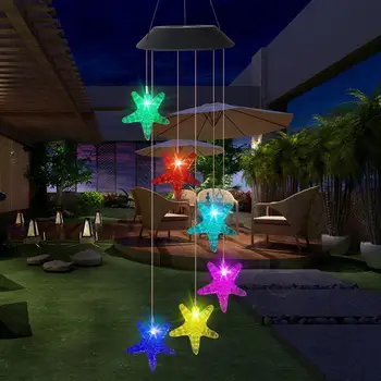 

LED Solar Light Colorful Durable Wind Chime Hanging Lamp Intelligent Light Controlled Night Light Colorful Change For Home