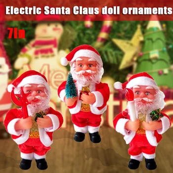 

7 Inch Electric Santa Christmas Santa Claus Figurine Decoration Medium Size Ornament Enjoyable Gift Doll Toy Table Decor _WK
