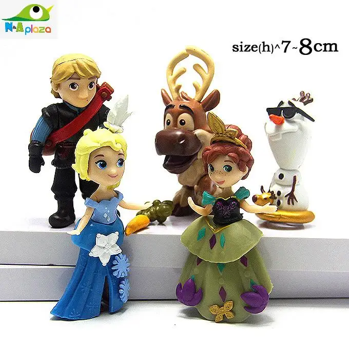 Cartoon Princess Toys Anna Elsa Olaf Sven Kristoff PVC Figures Girl Toys Gifts Gifts 5pcs/set 7~8cm