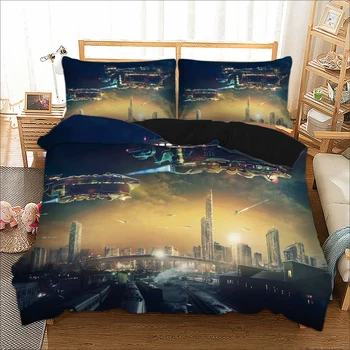 

Milsleep 3D Print Spacecraft Bedding Set Science fiction future Duvet Cover Set Adults Bed Sets 2/3pcs Single Double King Size