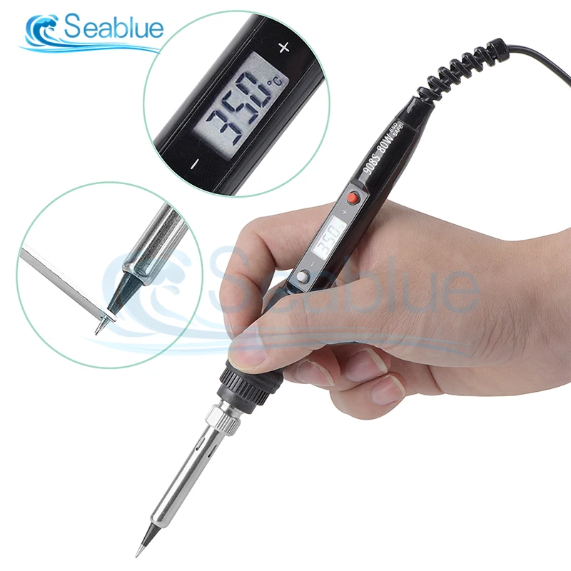 soldering irons & stations 110V 220V 80W LCD Digital Electric Soldering Iron 908S Adjustable Temperature Welding Solder Iron Quality Soldering Iron Tips electric soldering iron