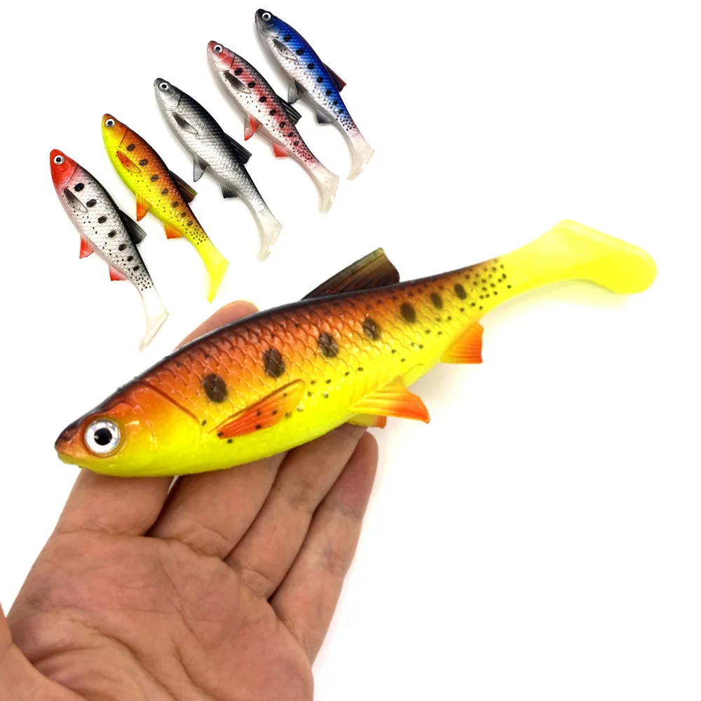 Big T Tail Realistic Plastic Soft Fishing Lure Rubber Fish 2pcs/lot 15cm  26g Pike Bass