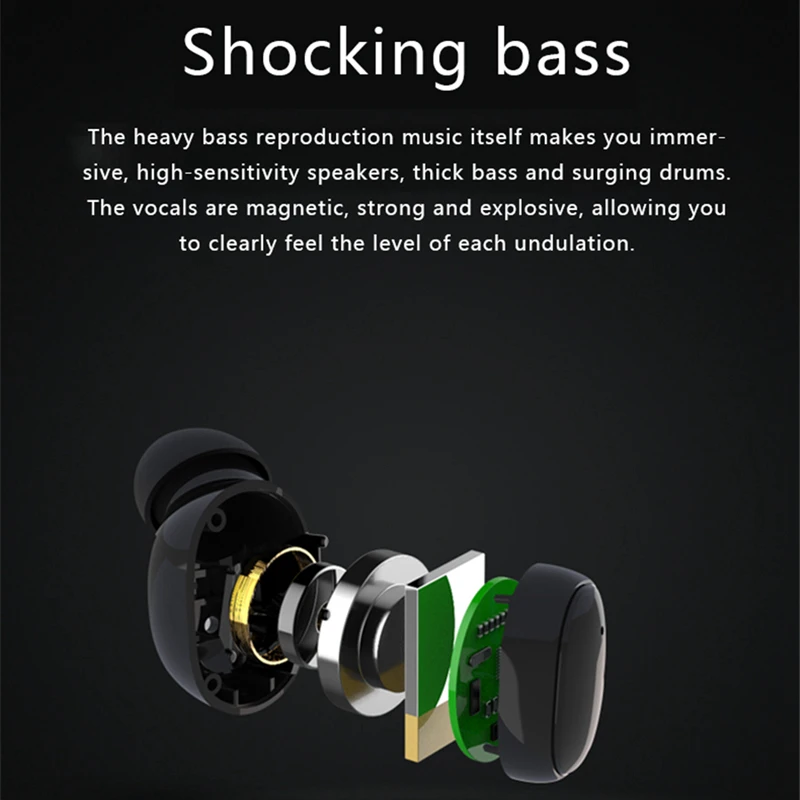 Acespower HD Call Wireless Earphone Heavy Bass Stereo Earbuds BT 5.0 TWS Earpiece for All Bluetooth Devices Safe Car Driving A6L