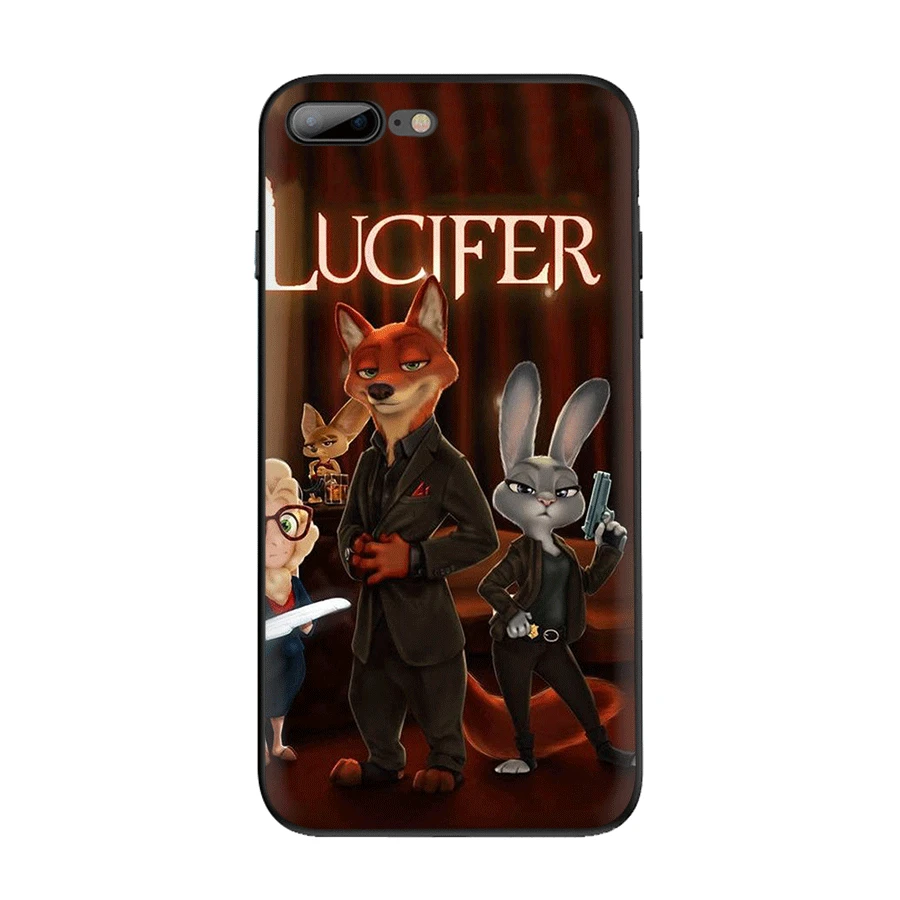 Черный чехол для телефона из ТПУ для Apple iPhone XR X XS Max 7 8 6 6S 5s SE Plus 5 чехол с защитой от животных Zootopia Shell