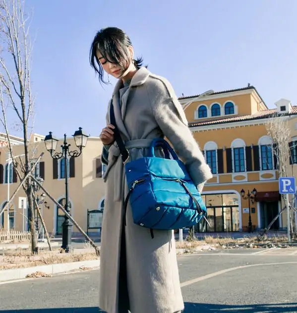 Женская сумка на плечо, сумка, сумка, нейлоновая ткань Оксфорд, водонепроницаемая сумка, женская новая Корейская версия сумки на молнии - Цвет: Peacock blue large