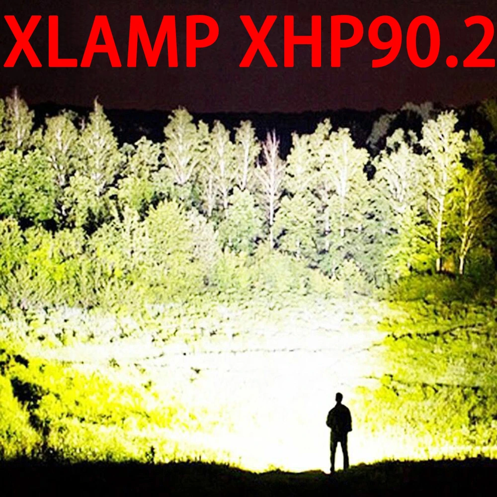 300000cd 1000m XHP90.2 самый мощный светодиодный фонарик usb зум тактический фонарь xhp50 18650