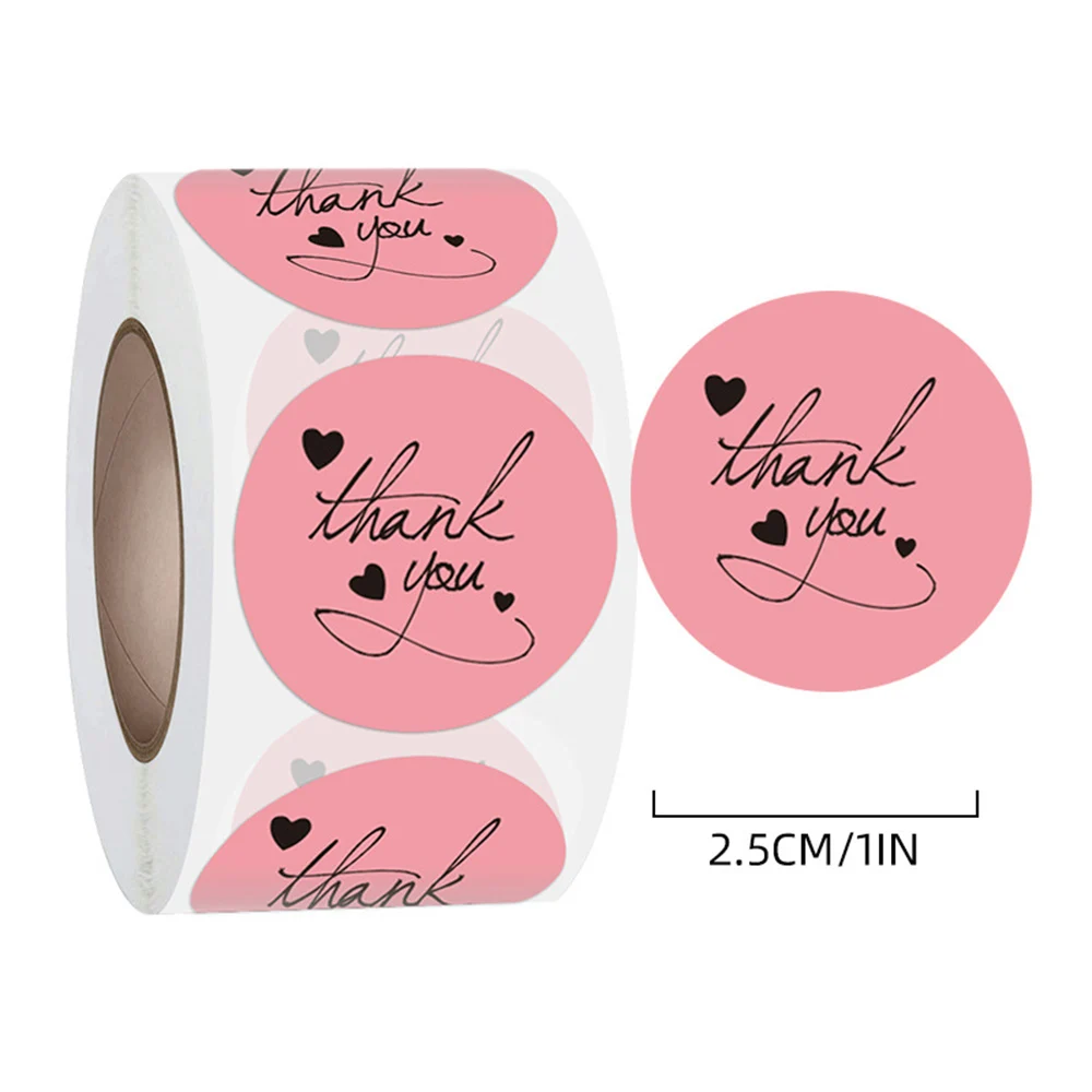 

50-500pcs Pink Thank You Stickers 1inch Stickers for Company Giveaway Birthday Party Favors Labels Mailing Supplies Festival