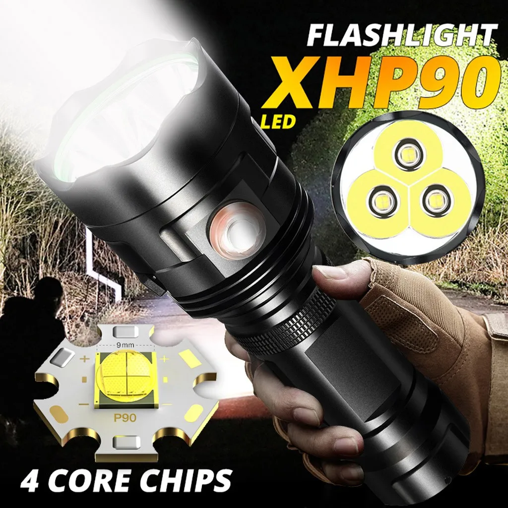 Светодиодный фонарик 3* XHP90 фонарь USB Перезаряжаемый водонепроницаемый фонарь Ultra Brigh новое поступление