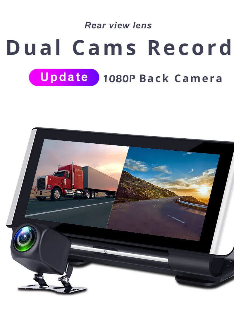 Автомобильный видеорегистратор Bluavido 7 дюймов IPS 4G Android GPS навигация 1080P с ночным