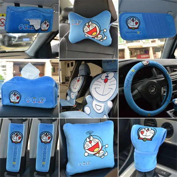

Cartoon kitty Cat Cartoon headrest lumbar Pillow Cat Steering Wheel Cover Interior Decoration Car Accessories