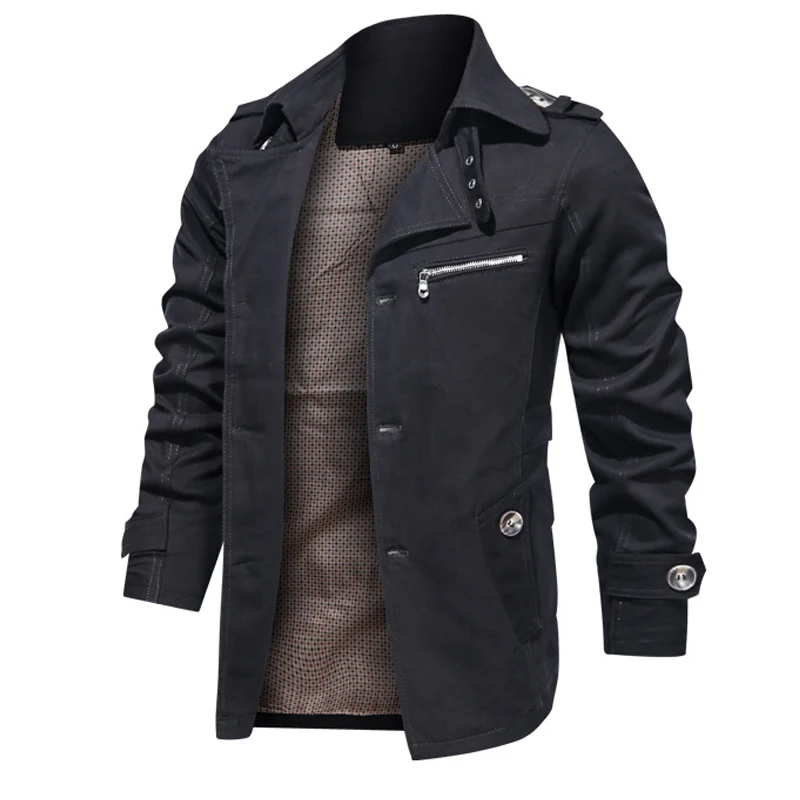 

2020 Mens Jackets Spring Autumn Casual Coats Solid Color Mens Military Jacket Stand Collar Slim Jackets Male Bomber Jackets 5XL
