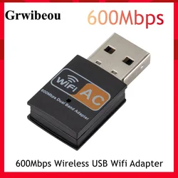 Grwibeou – carte réseau externe sans fil, 600/5GHz, 2.4 mb/s, adaptateur USB 2.0, double bande, pour ordinateur de bureau, pc portable, Windows et MAC 