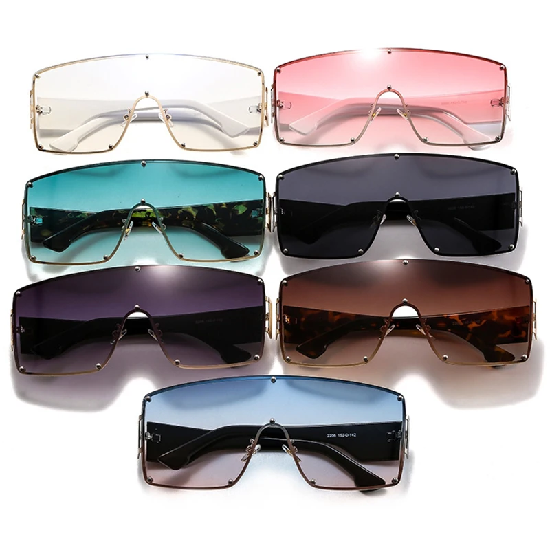 square oversized sunglasses for women fashion rimless Designer clear