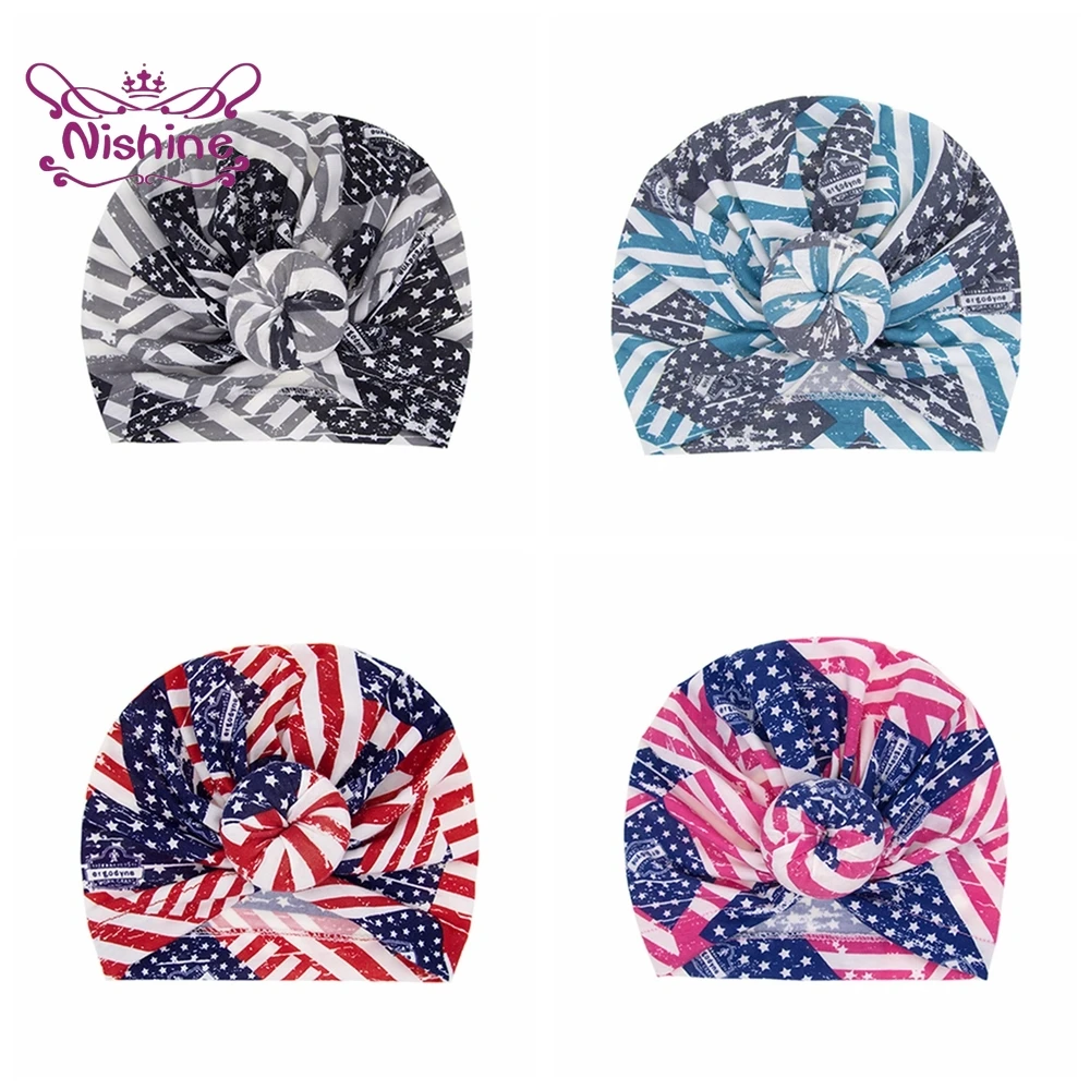 

Nishine Fashion Striped Print Donut Baby Indian Hat Handmade Round Ball Infant Cap Sweet Kids Hair Accessories Photography Props