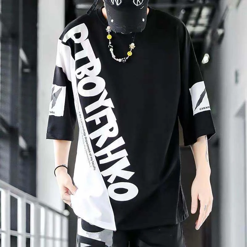 Hip Hop Fashion Men's Loose And Trendy Half Sleeve T-shirt In Summer ...