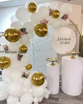 

Macaron White Balloons Garland Arch DIY 4D Gold Marble Free 5m Chain Baby Shower Birthday Party Wedding Decor Globos Balloons