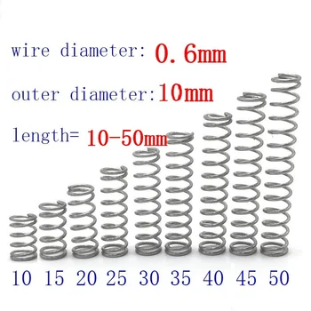 

20pcs wire diameter = 0.6mm OD =10mm Stainless Steel Micro return Small Compression anti corrosion extension springs L=10-50