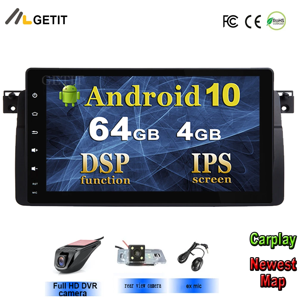 Автомобильный мультимедийный плеер DSP 9 &quot Android 10 GPS Авторадио стерео система для