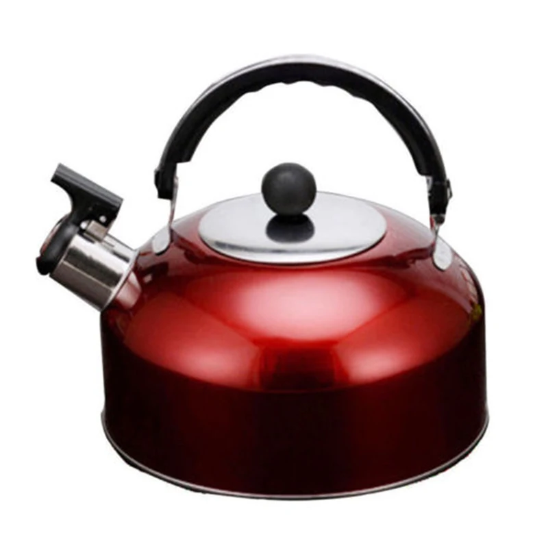 Чайник со свистком 3,0 л нержавеющая сталь газ/плита современный серебро/красный/синий
