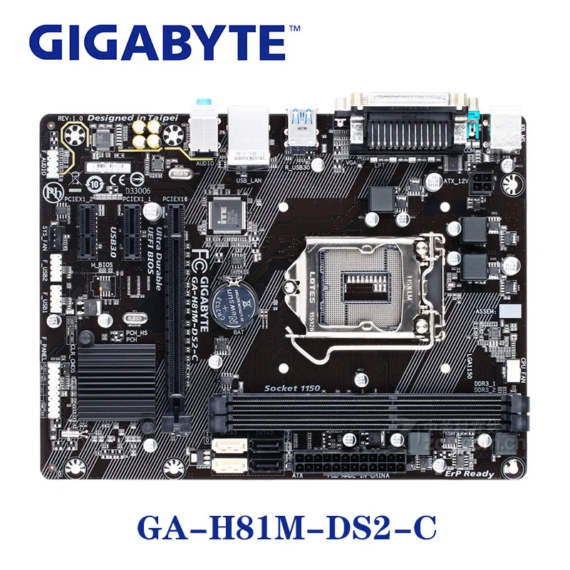 LGA 1150 H81 DDR3 Gigabyte GA-H81M-DS2-C Спецификация 100% материнская плата USB3.0 16G Настольный SATA III