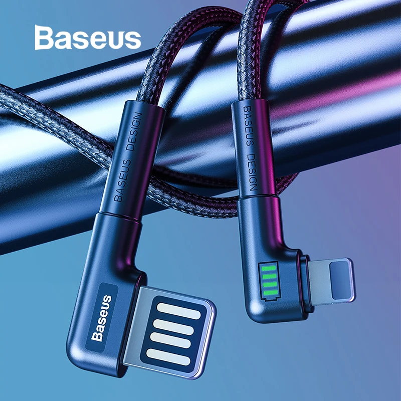 

Baseus USB Charging Cable Double Bend Design for iPhone 11 XS Max XR 8 Plus 2.4A Fast Charger Wire Data Cable USB Charge Cord