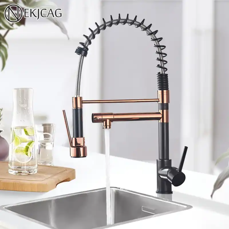 Spring Kitchen Faucet Pull Down Sprayer Double Nozzle Single Handle Faucet Sink Hot Cold Water Mixer Taps 360 Degrees Rotation Kitchen Faucets Aliexpress