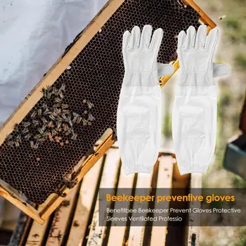

1 Pair Professional Prevent Gloves Breathable Ventilated Cotton Leather Anti Bee Protective Sleeves for Beekeeping Apiculture