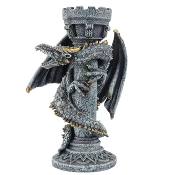 

Candle Holders Exquisite Candlestick Castle Dragon Carving Hanging Figurine Magic Sculpture Art Home Decoration Accessories