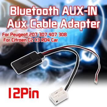 

12Pin Bluetooth Module Wireless Radio Stereo AUX-IN Aux Cable Adapter For Peugeot 207 307 407 308 For Citroen C2 C3 RD4 Car