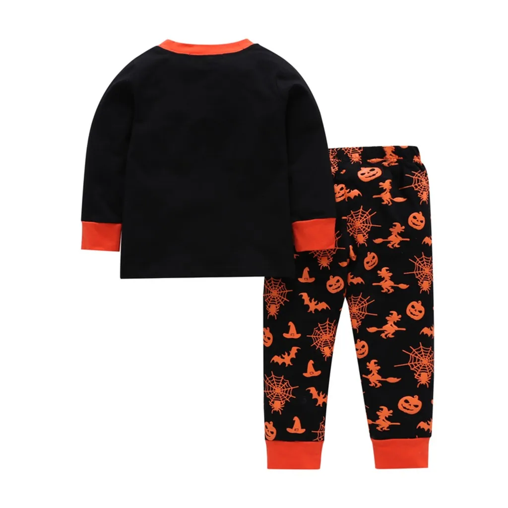 SAGACE/Одежда для мальчиков Модный Детский костюм на Хэллоуин для мальчиков Топ с принтом тыквы для маленьких мальчиков и девочек, длинные штаны, пижамный комплект, костюмы