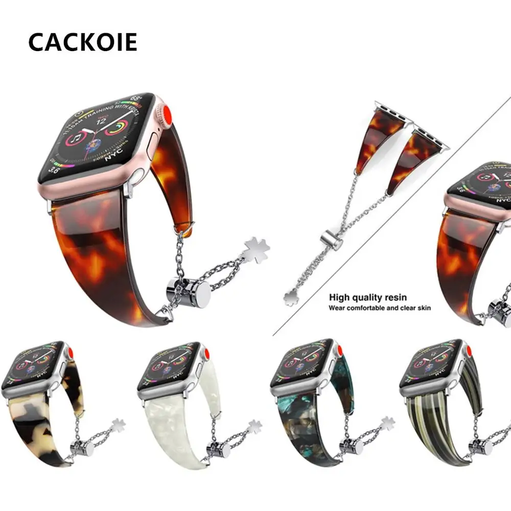 Новый Karsin смолы браслет Туфли с ремешком и пряжкой для наручных часов Apple Watch Series 5