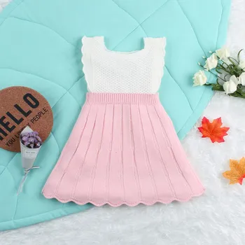 

6M-4T Autumn Casual Baby Girls Sleeveless Knitted Tutu Dress Kids Toddler Pageant Sundress