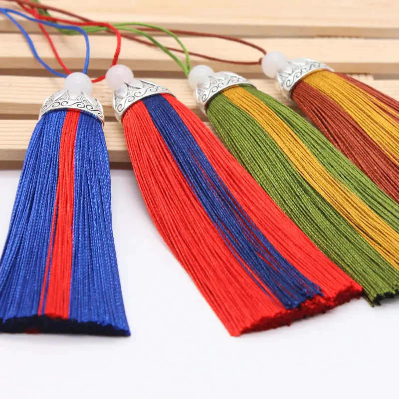 1Pcs Color Tassel Fringe Pendant DIY Crafts Gift Material Metal Caps