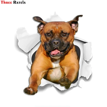 Three Ratels FTC 1100 3D Super Staffie Dog Sticker for Car Sticker Kitchen Toilet Refrigerator Wall Laptop Decal