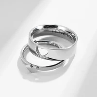 Heart Couple Rings For Lovers Stainless Steel Wedding Ring Set Women Love Jewelry Silver Color Valentine's Day Anniversary Gift 2