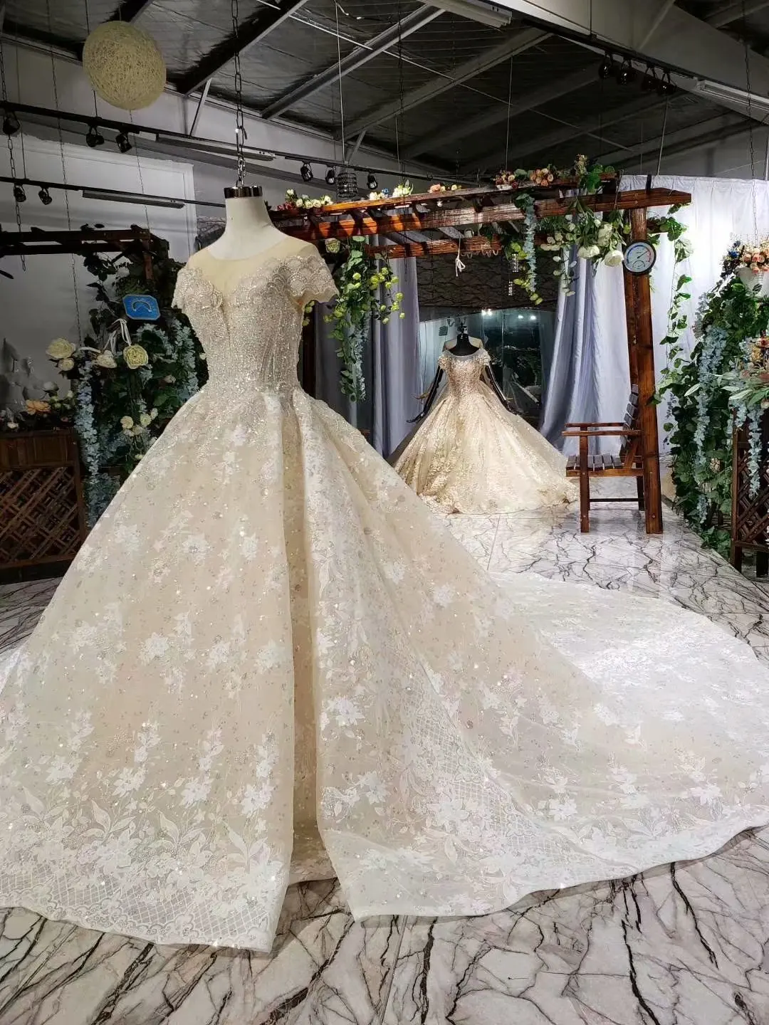 Vestido de Noiva/; свадебное платье принцессы; бальное платье с круглым вырезом; кружевное подвенечное платье с аппликацией из бусин; свадебное платье; Robe De Mariee